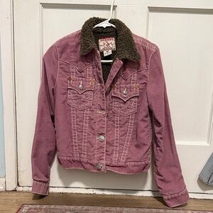 True Religion Pink Corduroy Jacket with Sherpa